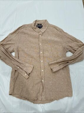 American Rag Casual Linen Shirt - Beige Tan—Large